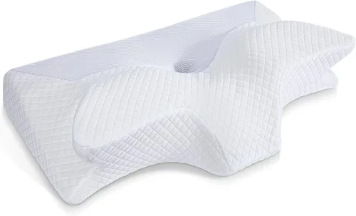 Vista 10 de HOMCA Almohada cervical de espuma viscoelástica con contorno para el alivio del dolor, almohada ortopédica para el cuello para quienes duermen