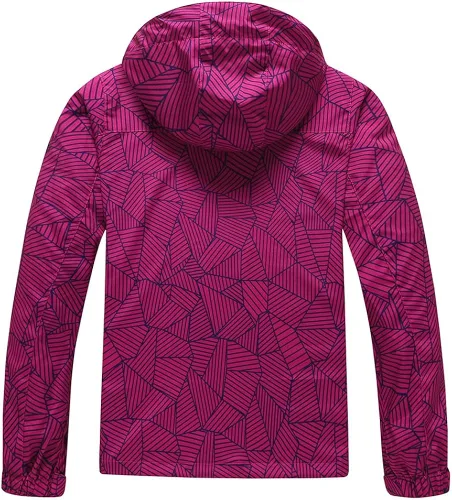 Vista 2 de Aagetenar Chaqueta impermeable para mujer, para exteriores, con capucha, ligera, rompevientos para senderismo