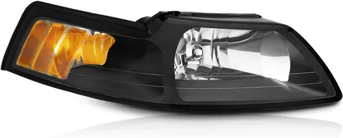 Vista 12 de WEELMOTO - Conjunto de faros delanteros automotrices para Ford Mustang 1999-2004, par de montaje de faros de repuesto con carcasa negra para Mustang