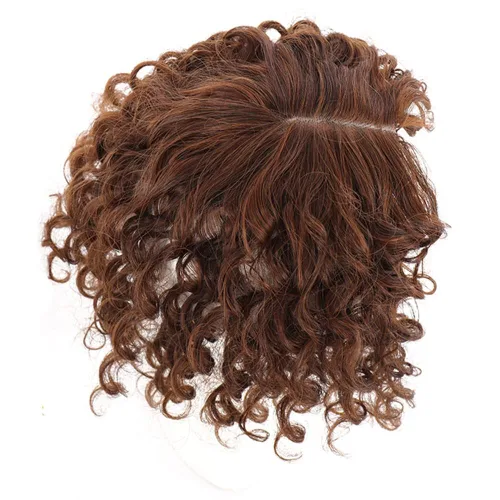 Vista 5 de Parte media suelta rizada ondulada postizo de cabeza de repuesto para la cabeza de la cabeza natural Snythetic, base para la pérdida de cabello
