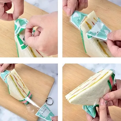 Vista 5 de 200 envoltorios de plástico para sándwiches, contenedores desechables transparentes para sándwich, caja de cuña, embalaje triangular para panadería