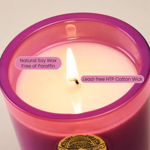 Vista 8 de M&SENSE Vela de soja natural, morado y manzanilla lavanda, 10.2 onzas, quema 55H, vela perfumada de lujo para relajación, regalo, decoración
