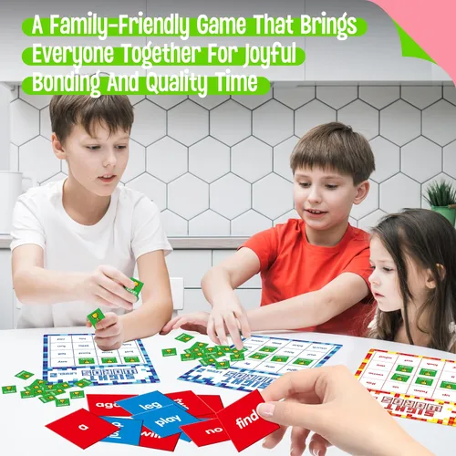 Vista 6 de Juego de Bingo de Palabras de Reconocimiento Visual, 144 Palabras de Reconocimiento Visual Aprende a Leer Nivel 1 y Nivel 2 Juego de Mesa de Bingo