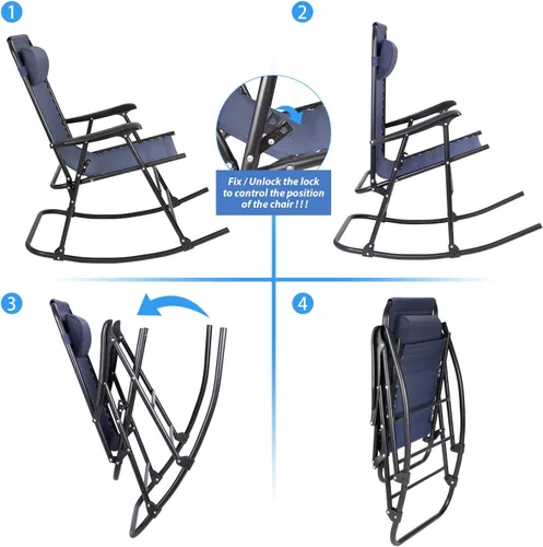 Vista 5 de Devoko - Silla de columpio para patio de gravedad cero, reclinable amplia para exteriores, con reposacabezas y almohada, para césped, playa