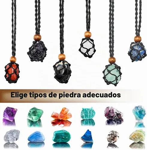 Vista 3 de Hicarer 6 piezas de cordón para collar D20, soporte de piedra vacía, soporte para collar vacío de cuarzo, cordón de piedra de cristal de cuarzo, 3