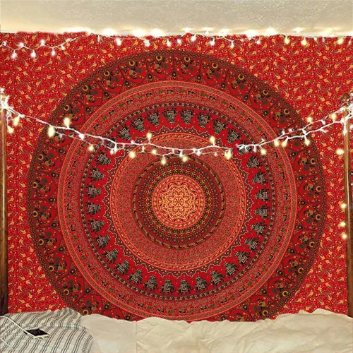 Vista 10 de Bless International - Tapiz hippie indio gitano bohemio psicodélico de algodón mandala colgante en la pared multicolor mandala grande tapiz hippie