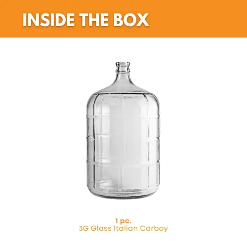 Vista 2 de FastRack Carboy de vidrio de 3 galones Fermentador transparente para vino y cerveza Carboy de vidrio italiano para cerveza casera, tarro
