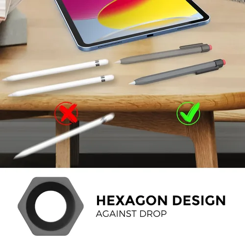 Vista 6 de TRONWIN Funda para Apple Pencil de 1ª generación, funda de silicona con agarre perfecto, diseño clásico con clip resistente compatible con Apple