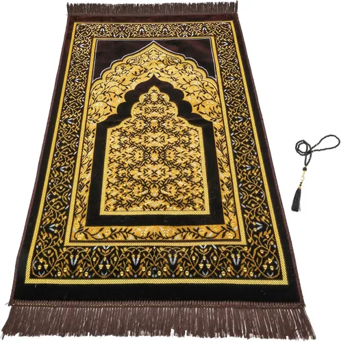Vista 17 de Alfombra de oración – Alfombra turca Janamaz Sajada de felpa suave para hombres y mujeres, alfombrilla de oración lisa y sólida, regalo de Ramadán