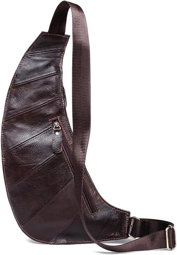 Vista 2 de Bolso bandolera de cuero para hombres y mujeres, viajes al aire libre y campamento, #07Café, 17cm(W)x5cm(D)x31cm(H)(6.7"x1.9"x12.20") approx