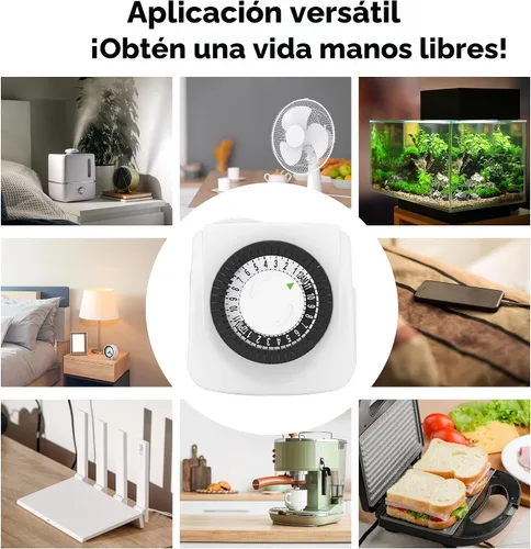Vista 7 de BN-LINK Temporizadores de interior con enchufe mecánico de 2 puntas, mini temporizadores de lámpara de 24 horas, paquete de 2