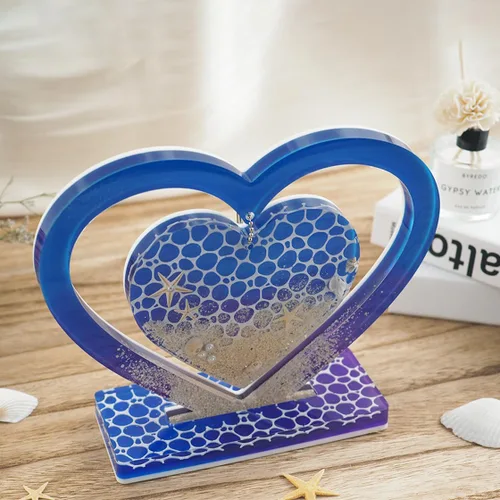 Vista 4 de Moldes de resina de corazón, 2 piezas de moldes de silicona para marco de fotos, moldes de epoxi, moldes de fundición, manualidades, manualidades
