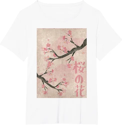 Vista 20 de Cherry Blossom Japanese Vintage Woodblock Japan Pink Sakura T-Shirt Asphalt Grey