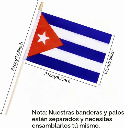 Vista 2 de TSMD Mini banderas de mano cubanas pequeñas, 5 x 8 pulgadas, paquete de 12