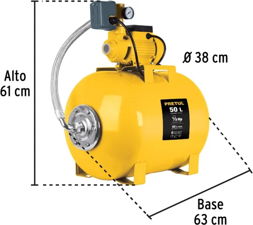 Vista 3 de Bomba de aire 1/2 HP, 50 litros Pretul