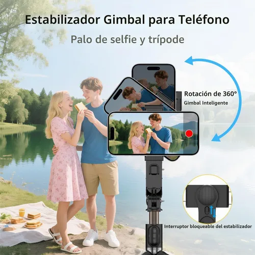 Vista 2 de TOALLIN Palo selfie con luz para teléfono inteligente, control remoto