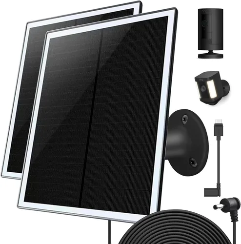 Vista 9 de Cargador de panel solar para cámara Ring, compatible con batería de cámara Ring Stick Up, batería de Ring Spotlight Plus/Pro, resistente al agua