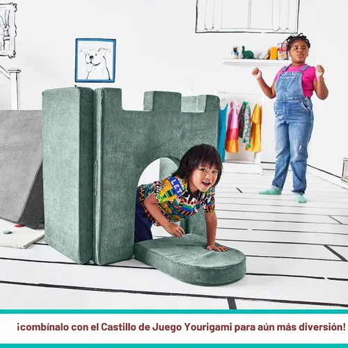Vista 8 de Sofá de Juego para Niños y Pequeños de Yourigami, Juego de Sofás para Sala de Juegos, Diseño Modular Duradero, Gris Montaña