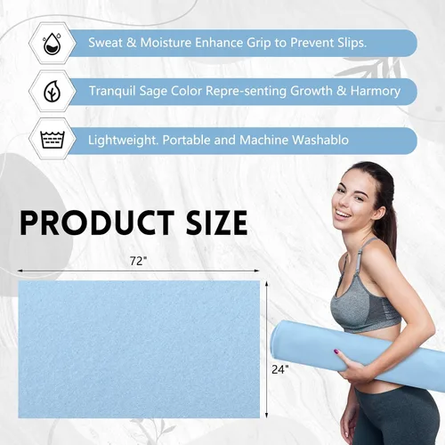 Vista 2 de Breling Paquete de 4 toallas de yoga calientes de 72 x 24 pulgadas, tapete de microfibra antideslizante, absorbente de sudor, suave, tapete esencial