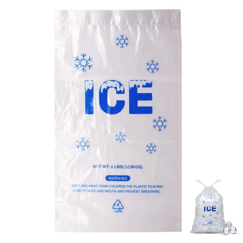 Vista 13 de 200 UNIDADES Bolsas de Hielo de Plástico con Cordón de 3 lb. 9 x 15.5 Pulgadas Bolsas de Hielo de Plástico Resistentes con Cordón de Plástico