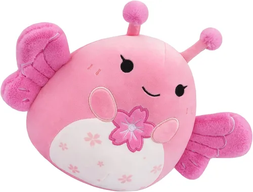 Vista 6 de Peluche de gato negro, animal de peluche Sakura con bordado Sakura en la cabeza, regalos de felpa suave para niños y niñas