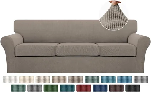 Vista 63 de Turquoize 2 fundas para sillas de sala de estar, funda de sofá con fundas de cojín individuales, funda de muebles para sillas (silla, beige biscotti)