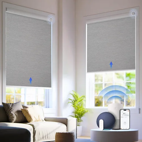 Vista 12 de Persianas automáticas motorizadas de 23 pulgadas de ancho, persianas enrollables inalámbricas con control remoto para dormitorio, sala de estar