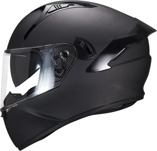 Vista 17 de VCOROS Casco integral de doble visera para motocicleta para adultos, Casco de moto de calle y carrera X9 aprobado por DOT con visera negra