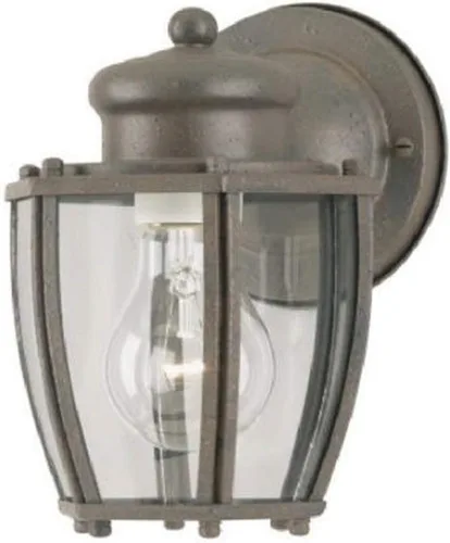 Vista 3 de Westinghouse Lighting 6468800 - Lámpara de pared para exteriores, acabado plateado antiguo con cristal curvado transparente