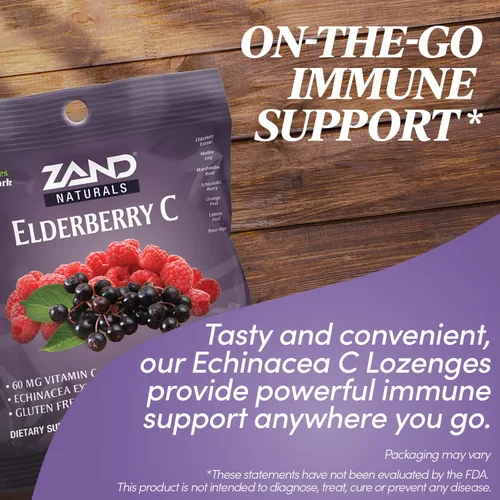 Vista 3 de Zand Pastillas de vitamina C de saúco inmunidad, gotas calmantes para la garganta de apoyo inmunológico, saúco, vitamina C, extracto de equinácea