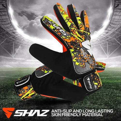 Vista 4 de Shaz Guantes de portero de fútbol para niños y jóvenes, guantes de portero de fútbol antideslizantes de 0.157 in, palma de látex con agarre fuerte