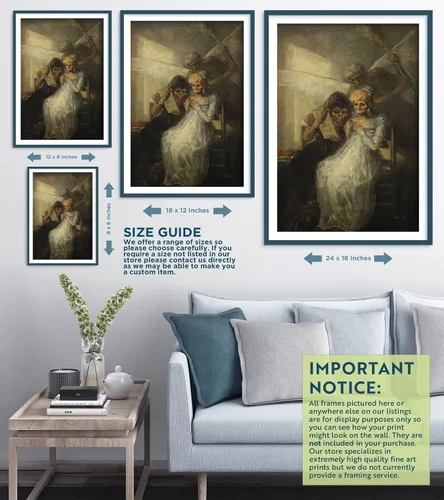 Vista 6 de Textured Paper - Francisco Goya - Time and The Old Women (1820) - Art Print, Poster, Painting, Photo, Wall Decor - Painting, Old Women, time, Clock