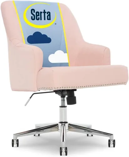 Vista 9 de Serta Leighton - Silla de escritorio para oficina en casa, elegante respaldo medio con clavos cromados, cojín de espuma viscoelástica y brazos