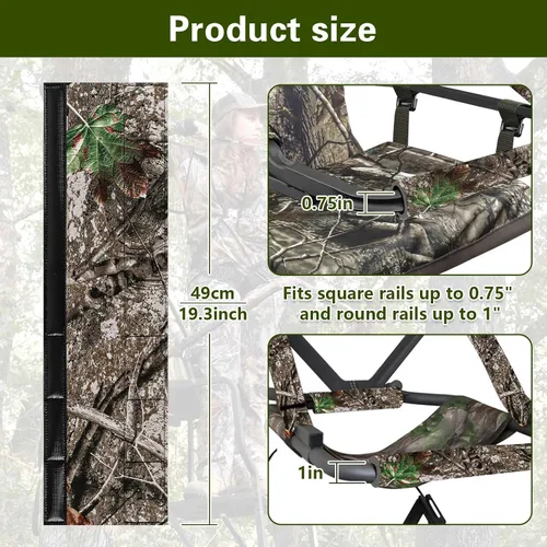 Vista 2 de GJL Almohadillas de repuesto para riel de tiro de árbol, impermeables, diseño de camuflaje y riel de tiro, cubiertas de riel de árbol para trípode