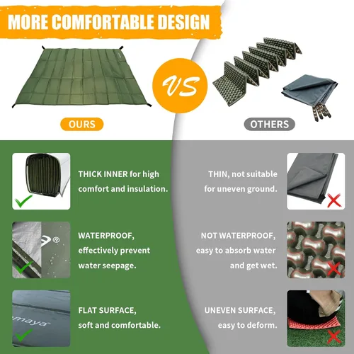 Vista 3 de Foam Sleeping Pad for Camping - AYAMAYA Foldable Camping Mattress for 1/2/3/4/5/6 Person, Extra Thick Waterproof Tent Footprint Inner Camping Mat