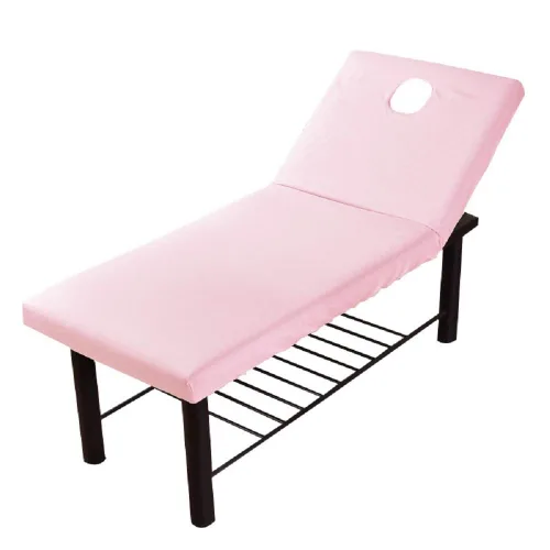 Vista 3 de Sólida mesa de salón de masaje, sábana bajera ajustable elástica con cubierta completa con agujero