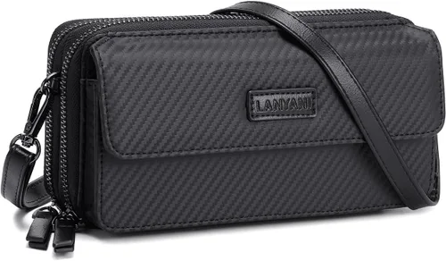 Vista 24 de Lanyani Cartera Cruzada RFID con Correa de Muñeca y Bolsillo para Teléfono para Mujeres de Cuero Vegano