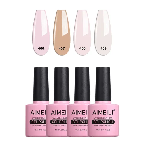 Vista 16 de AIMEILI Esmalte de uñas de gel transparente de gelatina helada para remojar UV LED sin hema, esmalte de uñas para el hogar, kit de barniz de SET4-21