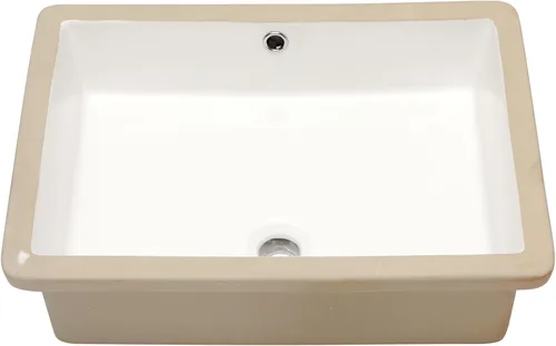 Vista 30 de Lordear Fregadero de baño de 18 x 12 pulgadas para empotrar bajo encimera, fregaderos de tocador rectangulares de cerámica de porcelana blanca pura