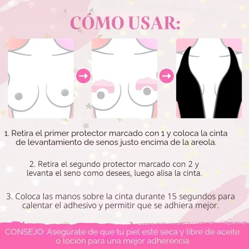 Vista 7 de Hollywood Fashion Secrets Cinta de levantamiento de senos, transparente, hipoalergénica, para copas A-D