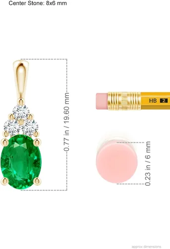 Vista 3 de Angara Collar con colgante solitario de esmeralda natural para mujeres, niñas en oro macizo de 14 quilates, platino y plata de ley, piedra natal
