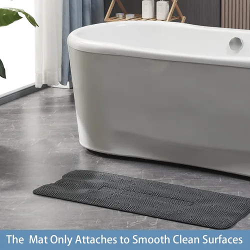 Vista 6 de Webos Alfombrilla suave antideslizante para bañera: tapete de ducha de espuma viscoelástica con ventosas para baño interior de bañera 40 x 16
