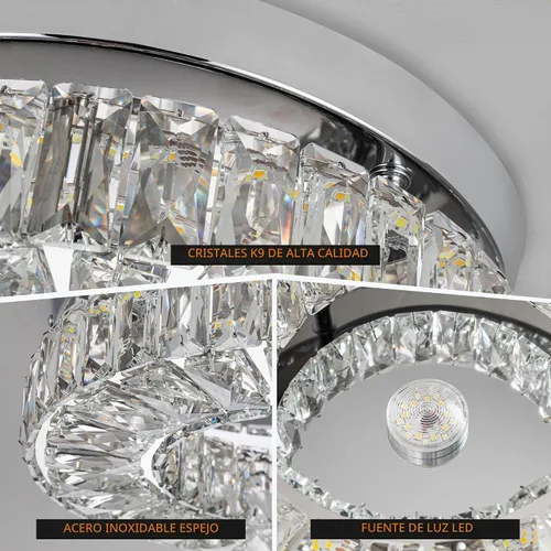 Vista 5 de Lámpara de Araña LED de Cristal de 11.8", Luminaria de Techo de Montaje al Ras, Lámparas de Araña Modernas para Dormitorios, Comedor, Pasillo, 6500K