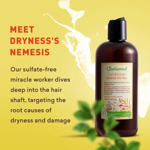 Vista 3 de Just Nutritive Champú Extreme Dry Hair El mejor champú para cabello extremadamente seco Restaura el cabello seco dañado Nutrición profunda