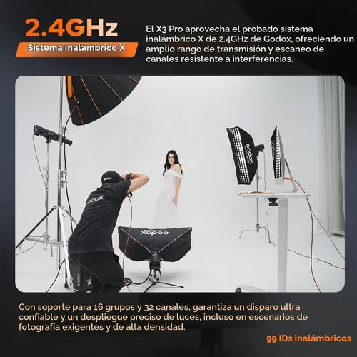Vista 4 de GODOX X3 PRO X3PRO-S TTL - Disparador de flash de cámara inalámbrica, transmisor de flash de pantalla táctil inalámbrico de 2.4G, batería de litio