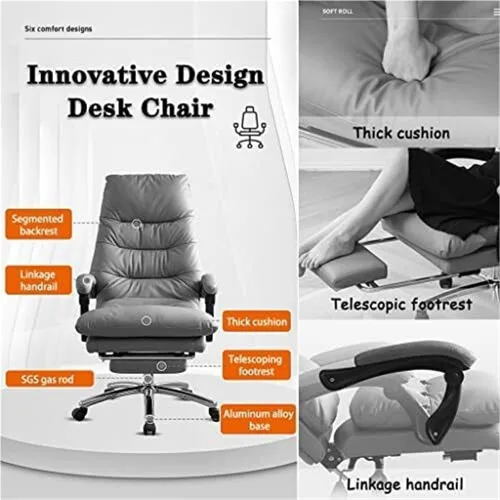 Vista 3 de Executive Big and Tall Office Chair Heavy Duty High Back Reclining Computer Desk Chair with Massage Back Linkage Armrests and Retractable Footrest