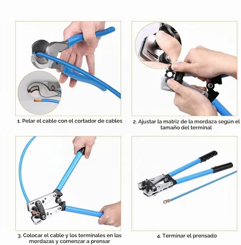 Vista 3 de Herramienta de prensado de orejetas de batería con 1 lengüeta de batería, 1 cortadores de cables, 60 terminales de cable de batería, 60 conectores