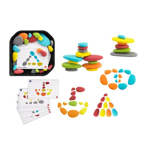 Vista 4 de FunPlay - Juego de actividades - 36 juguetes de clasificación y apilamiento + 50 actividades + bandeja desordenada p- Kit de escuela en casa