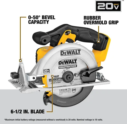 Vista 4 de DEWALT 20V MAX Cordless Drill Driver and Circular Saw Combo Kit with 2 x 2 Ah Batteries and Charger, Contractor Bag (DCK252D2)