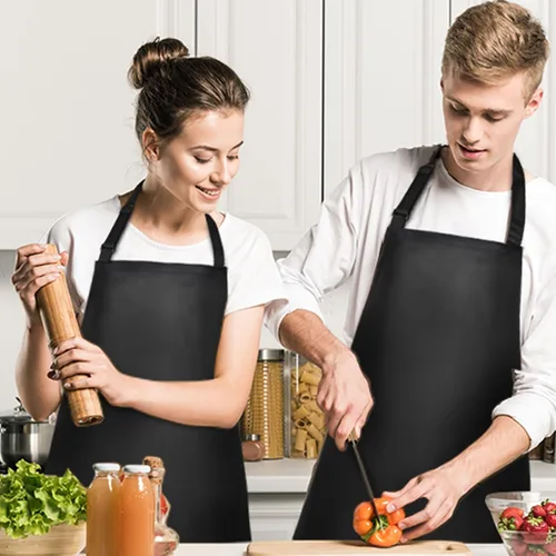 Vista 5 de Gotega Waterproof Rubber Apron Adjustable Dishwasher Apron Negro